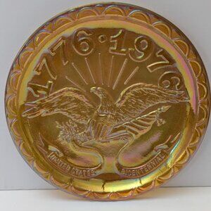 Vintage Bicentennial Carnival Glass Plate with Eagle 1776 1976